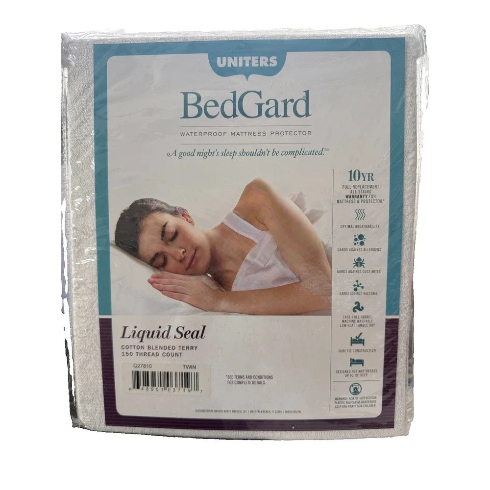 Uniters BedGard Waterproof Mattress Protector TWIN Liquid Seal Cotton/Terry NEW